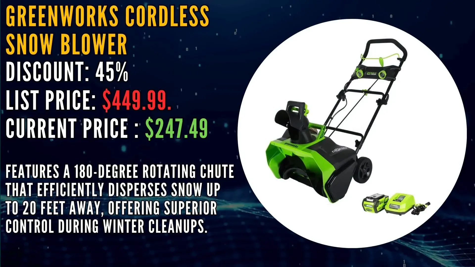 Greenworks Cordless Snow Blower