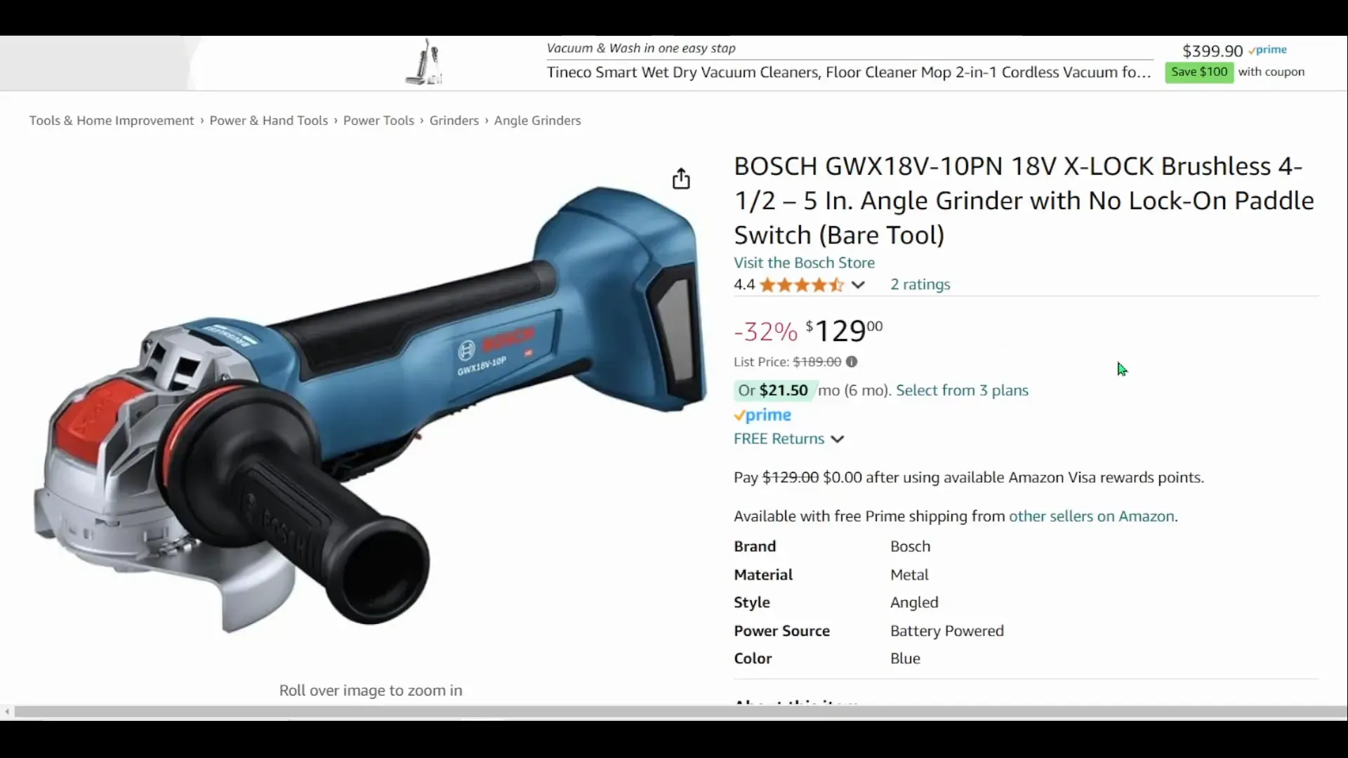 Bosch 18V X-LOCK Angle Grinder