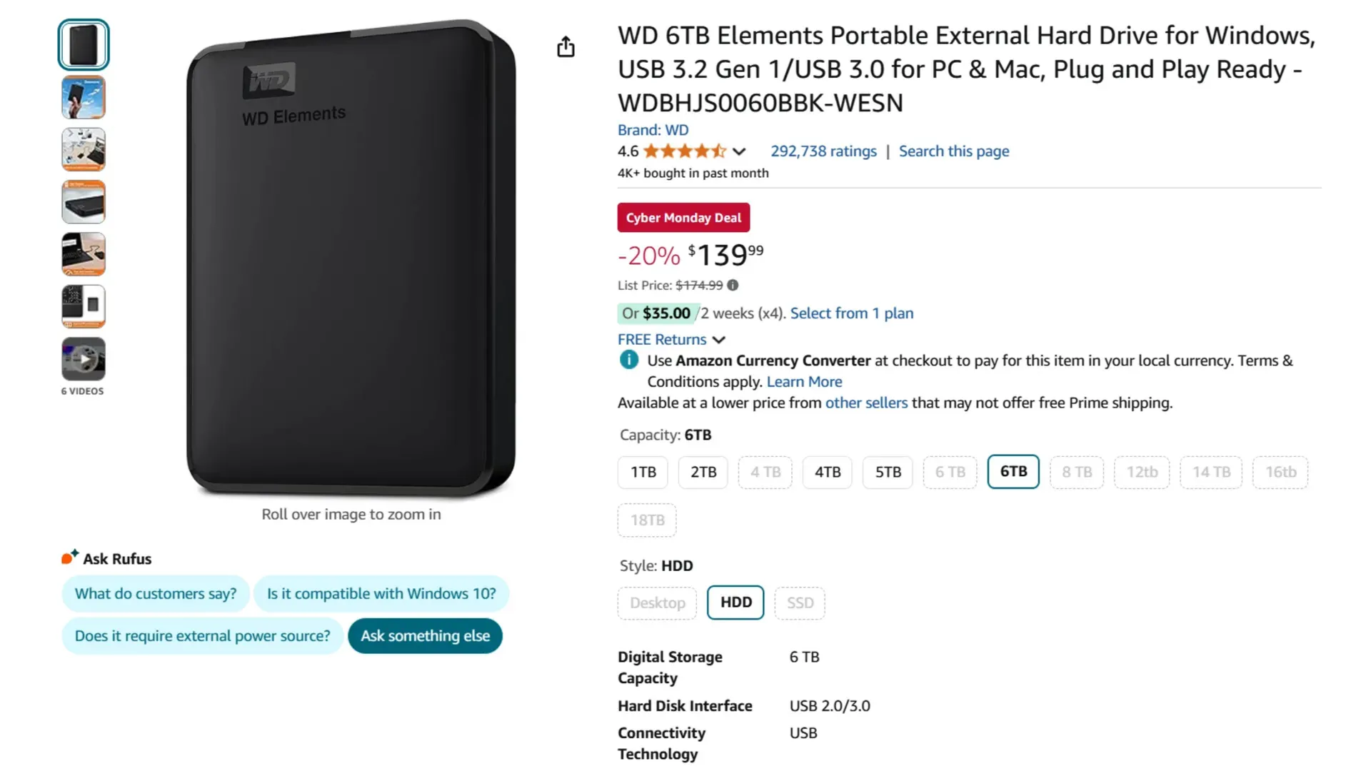 WD 6TB External Hard Drive