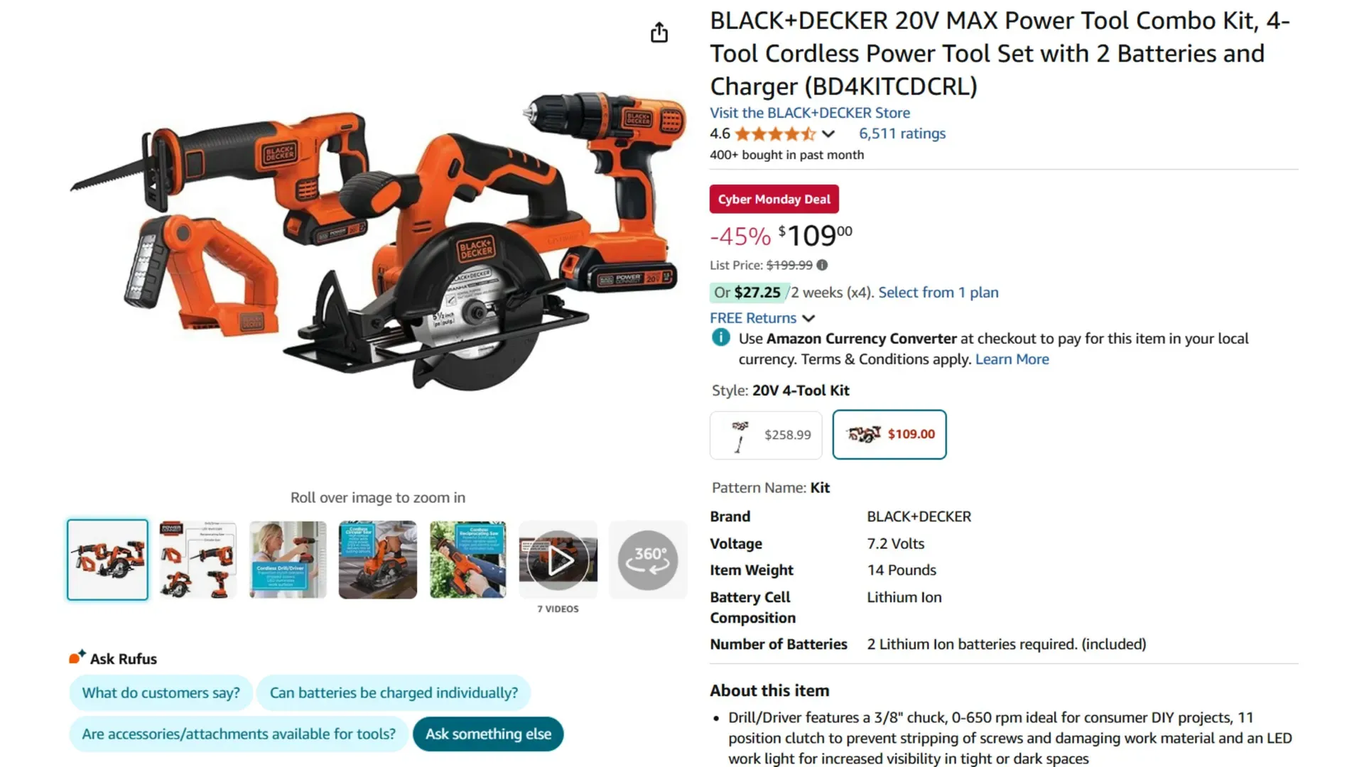 BLACK+DECKER Power Tool Combo Kit