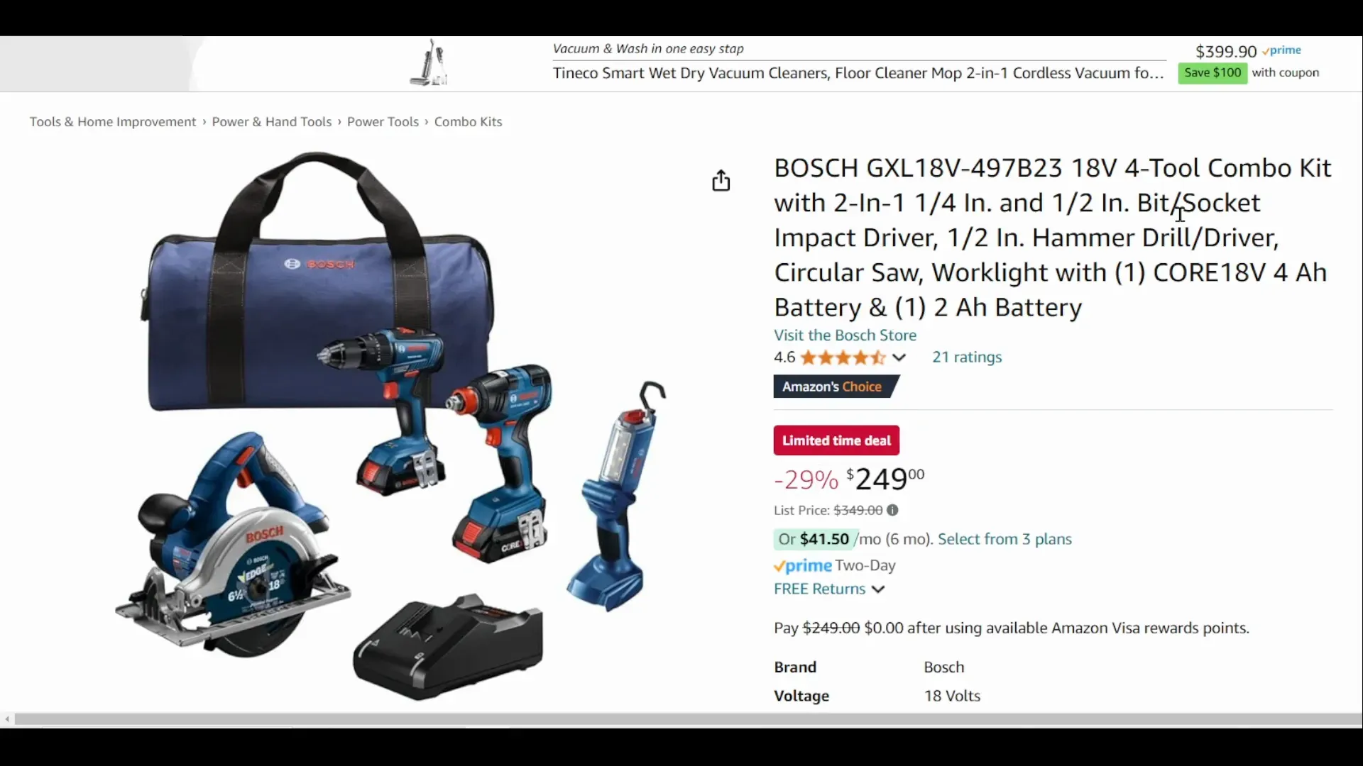 Bosch 18V 4-Tool Combo Kit