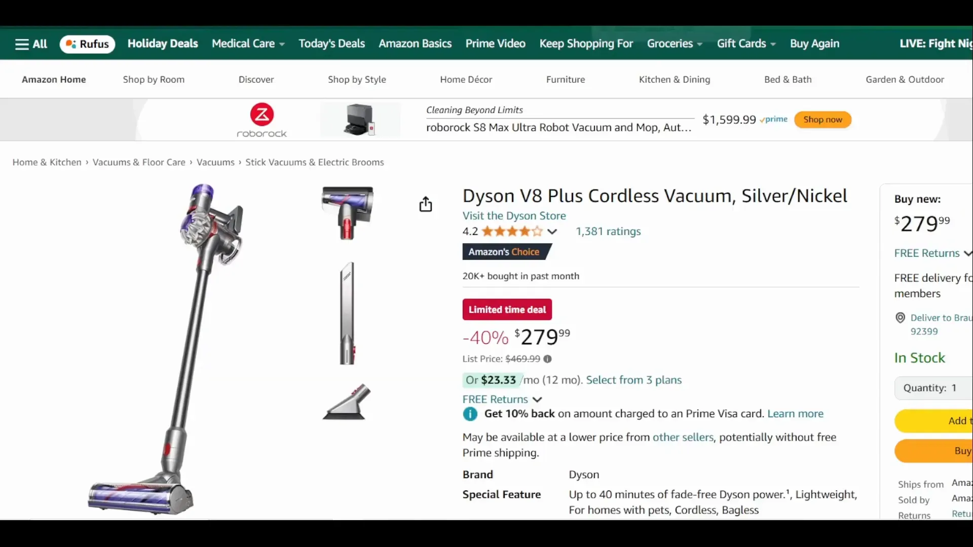 Dyson V8 Plus Cordless Vacuum