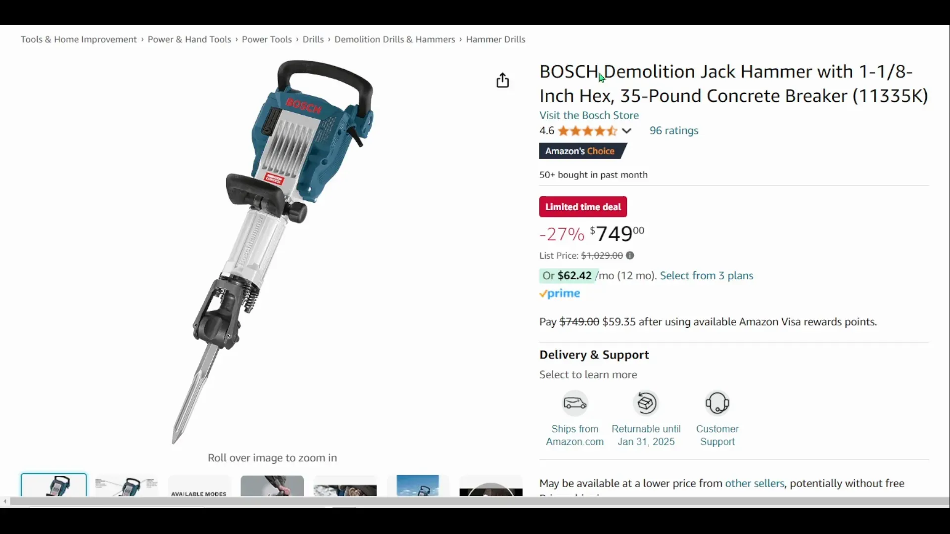 Bosch Demolition Jack Hammer