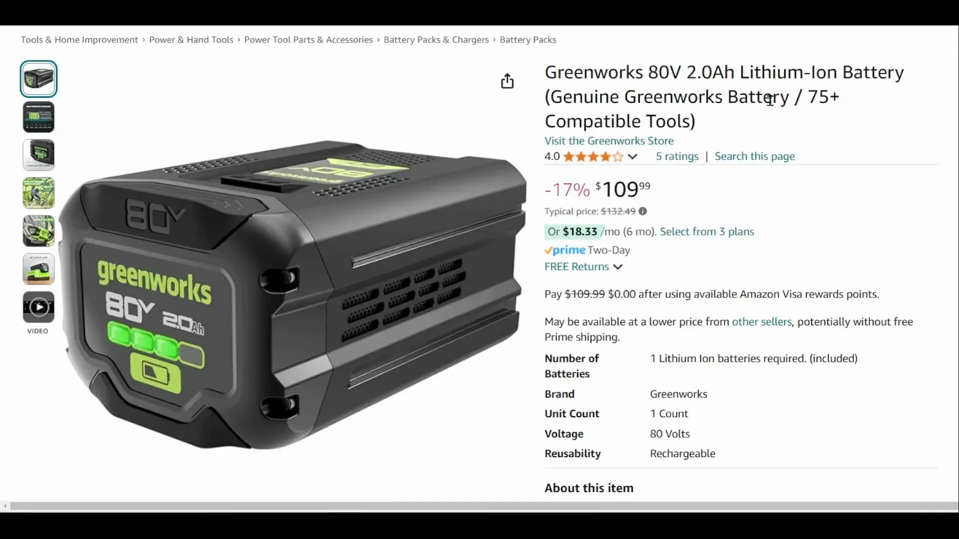 Greenworks Lithium-Ion Battery